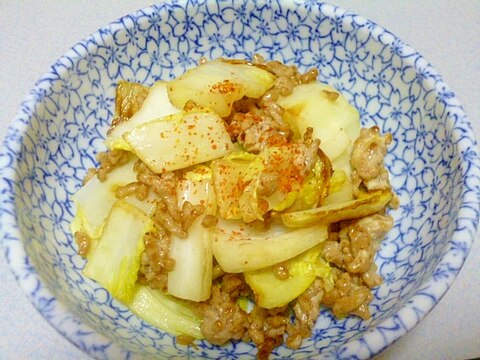 簡単♪おつまみ♪白菜と豚ひき肉のピリ辛炒め